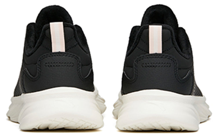 (WMNS) ANTA Running Series Sneakers Leather Fleeced 'Black White' 122145571-8