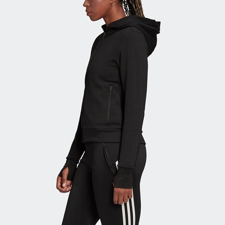 (WMNS) adidas W Ver Fz Hd Hooded Jacket 'Black White' FL4208