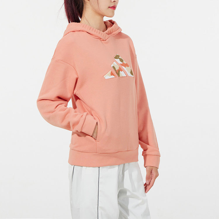 (WMNS) adidas Camouflage Logo Printing Hoodie Orange HB7363