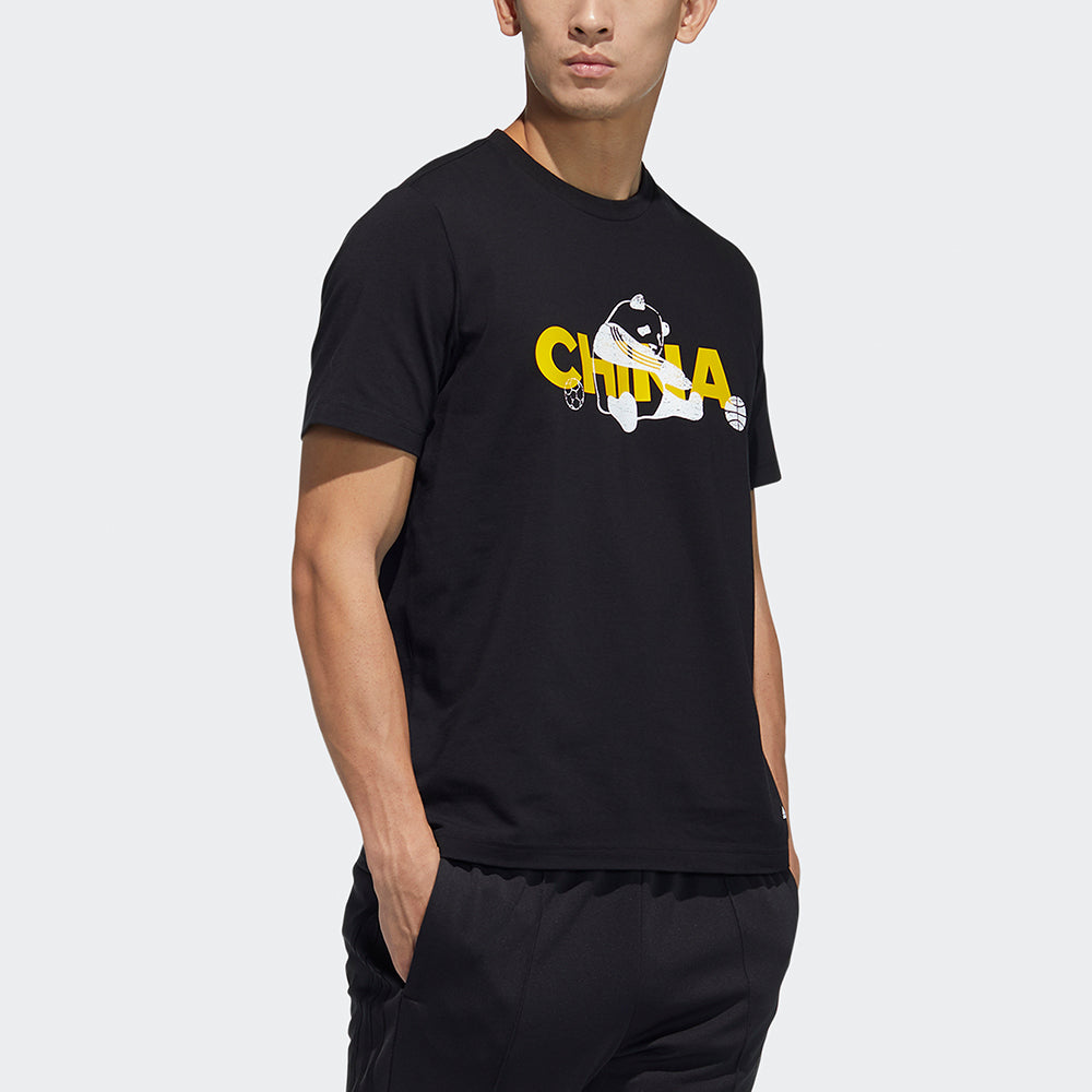 adidas China Tee M 2 Printed Crew Neck Short-sleeved Black GP1856