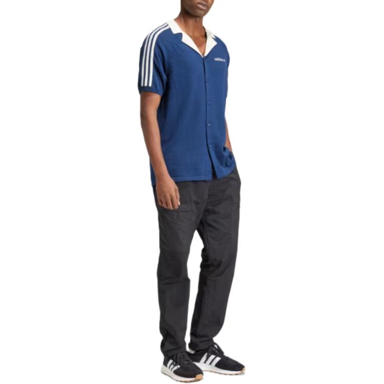 adidas Premium Knitted Tee Asia Sizing 'Blue White' IU0223