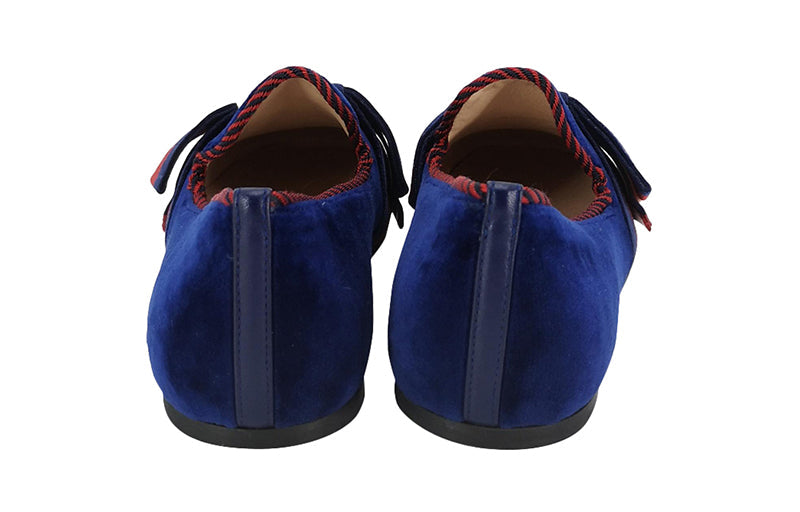 (WMNS) Gucci Velvet Sylvie Bow Ballerinas 'Navy' 496594-9FR10-4566