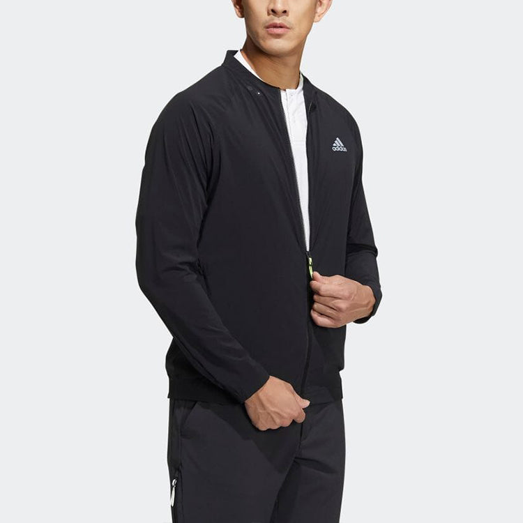 Men's adidas Solid Color Stand Collar Brand Logo Jacket Japanese Version Black HB3640