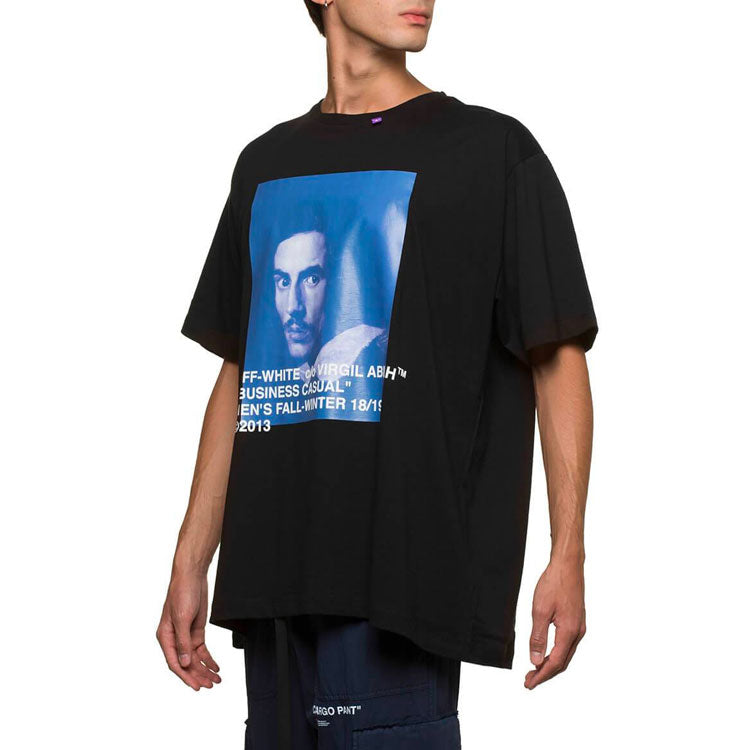 Off-White Bernini Oversize Cotton Printing Short Sleeve Loose Fit Black OMAA038F181850111030