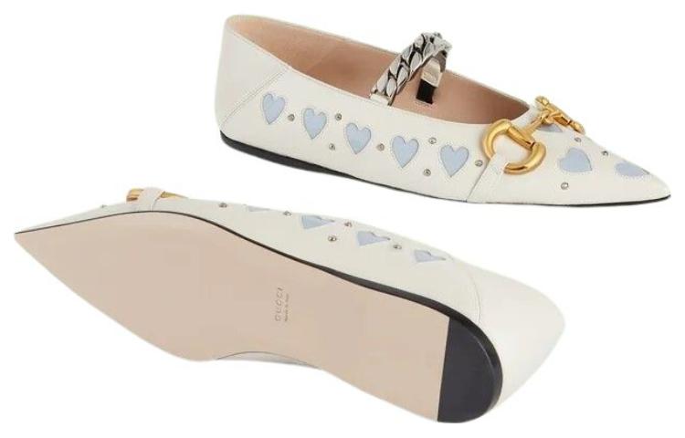 (WMNS) Gucci Lovelight flat with Horsebit 'White Blue' 713868-BKO60-9042