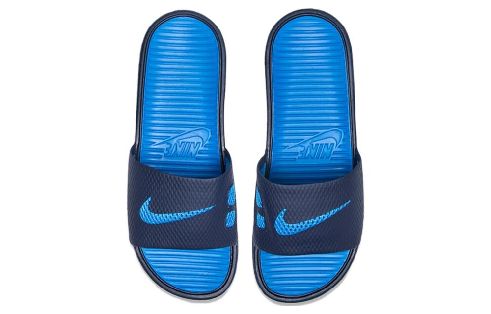 Nike Benassi Solarsoft Slide Sports Slippers Black Blue 431884-440