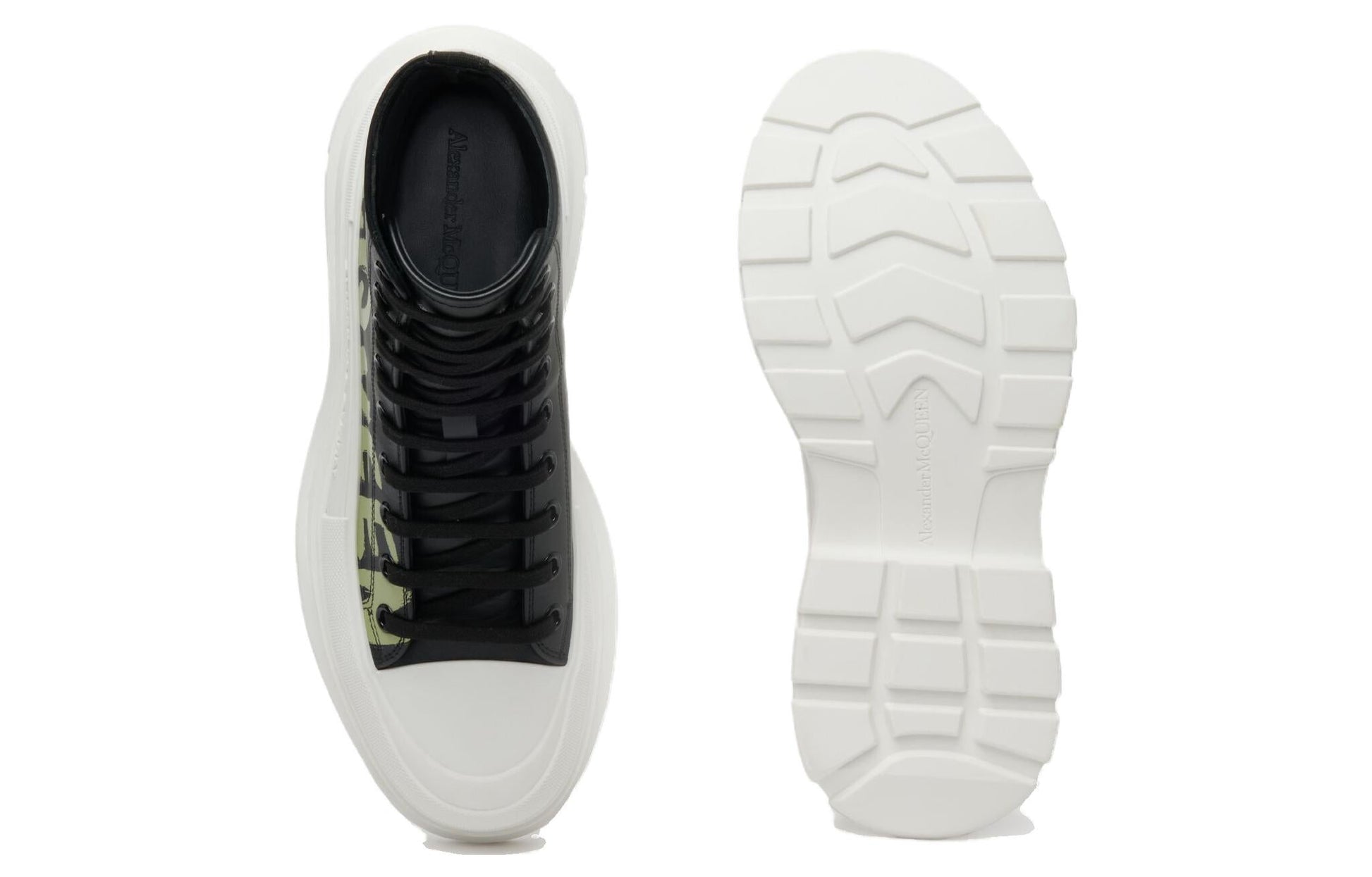 Alexander McQueen Tread Slick Lace-up High Top Shoes 'Black White' 777960WIAT61680