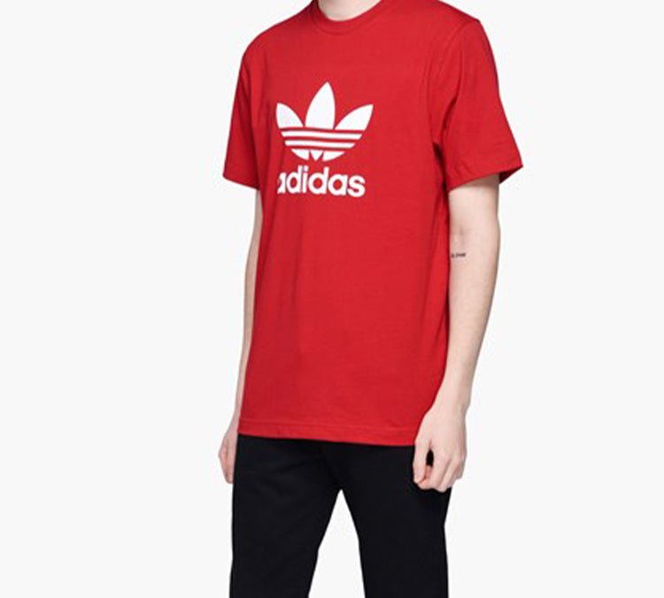 adidas originals Trefoil Chest Logo Sports Short Sleeve Red DX3609