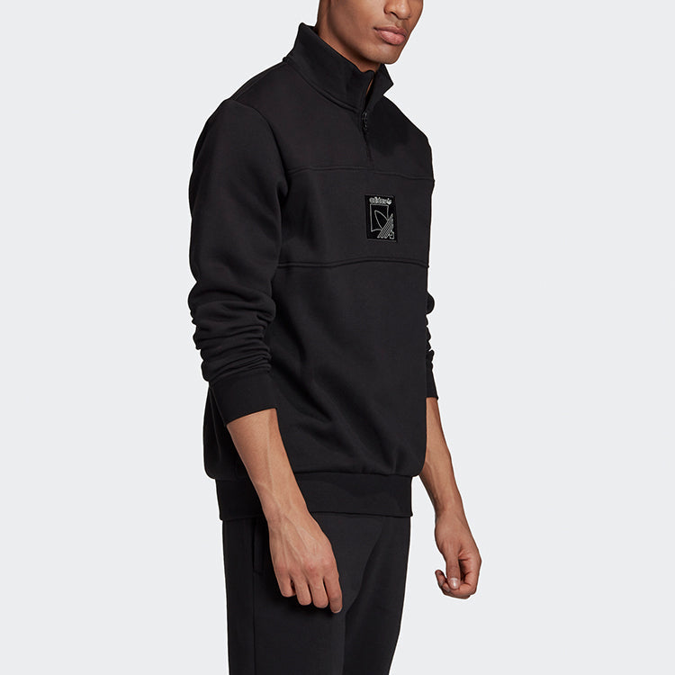 adidas originals Sprt Icon Qztt Athleisure Casual Sports Cardigan Fleece Lined Stand Collar Pullover Black GD5821