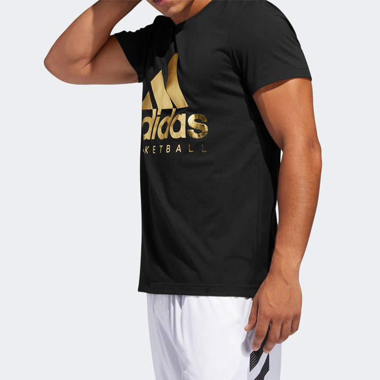 adidas Basketball Sports Alphabet Round Neck Short Sleeve Black DX0296