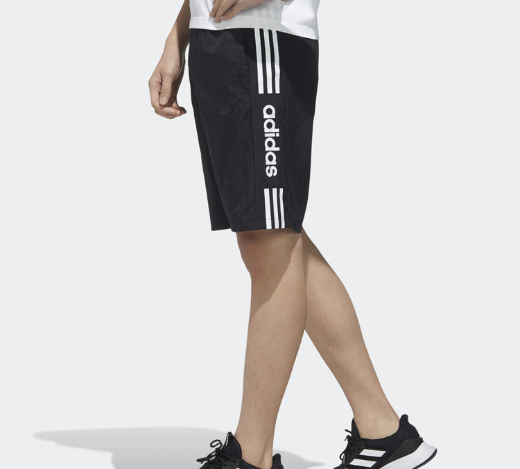 adidas neo Side Stripe Logo Woven Shorts Black FP7482