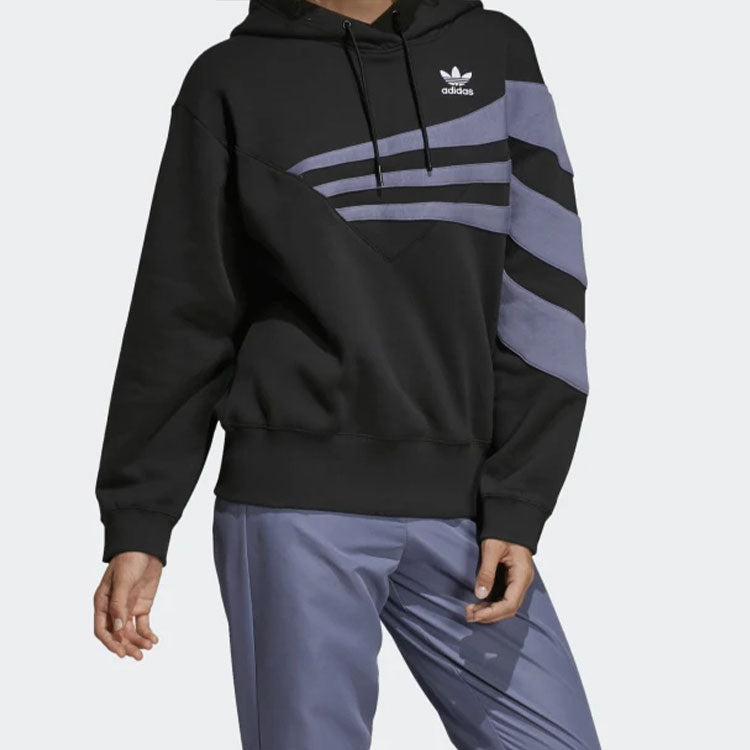 (WMNS) adidas originals Athleisure Casual Sports Stripe Hoodie Black DU8473