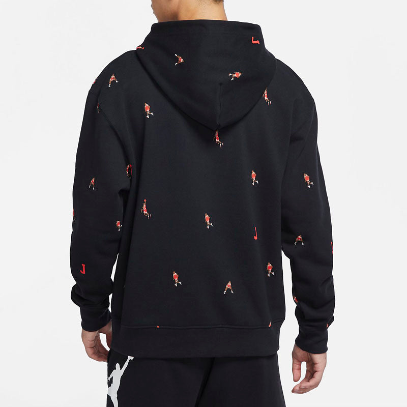 Men's Air Jordan Full Print Athleisure Casual Sports Pullover Black DC9708-010