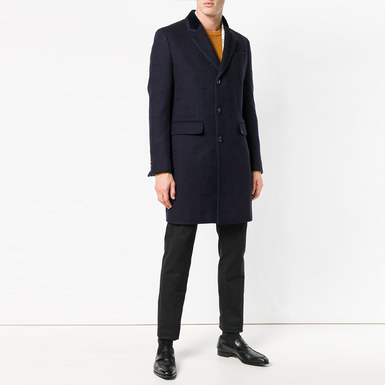 Gucci Bee Embroidered Wool Coat 'Black' 522526-Z510C-4240