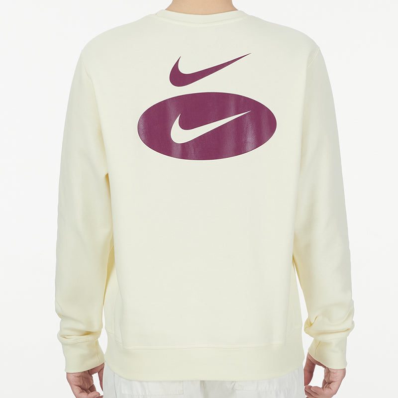 Men's Nike As Nsw Sl Bb Crew Casual Sports Fleece Lined Round Neck Long Sleeves Ivory DM5461-113