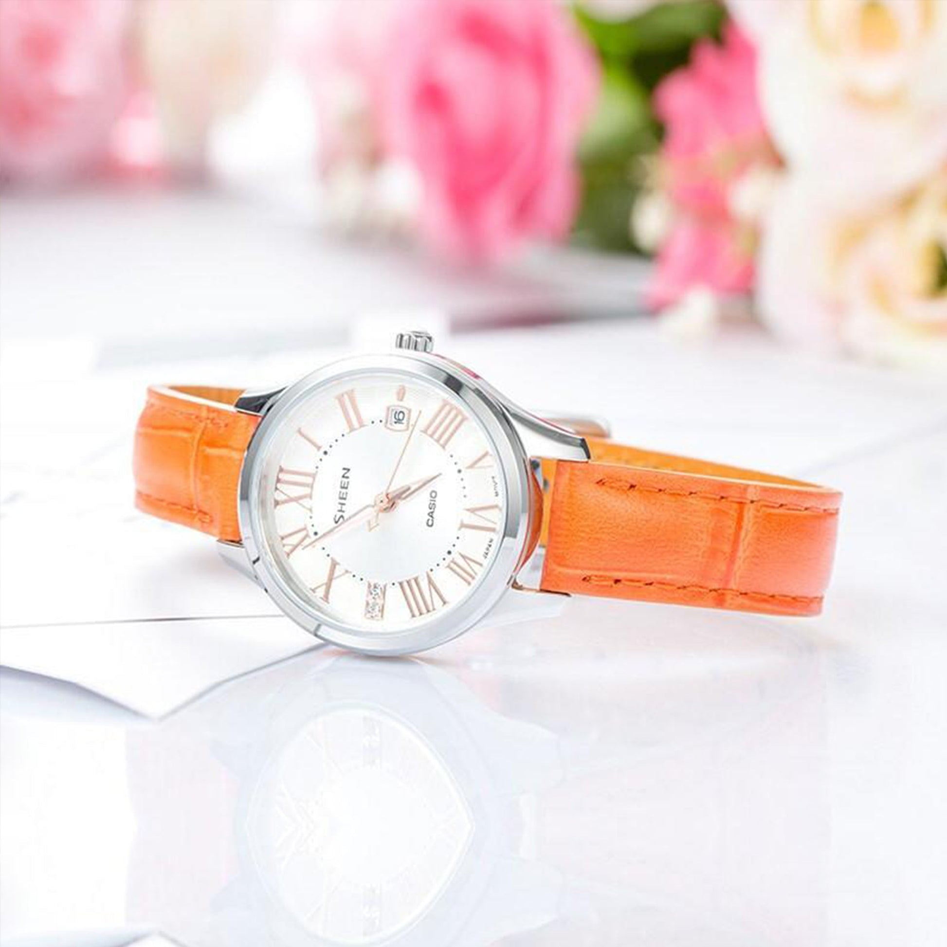 CASIO Female SHEEN Japan / South Korea Fashion Silver Analog SHE-4050L-7A