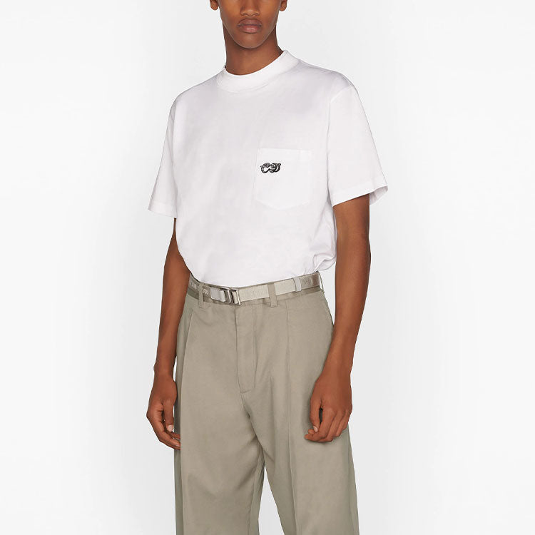 Men's DIOR x Kenny Scharf Crossover SS21 Alphabet Embroidered Round Neck Short Sleeve White 193J635A0677-C089