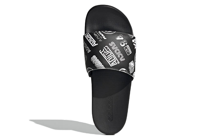 adidas Adilette Comfort Slide 'All Over Logos - Black' FZ1750