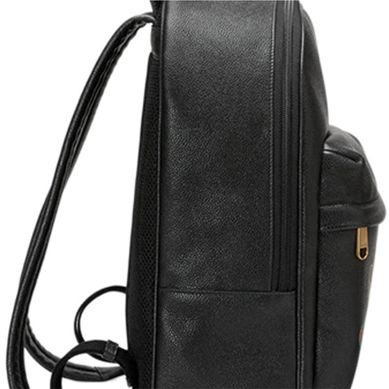 Gucci Print Retro Logo Printing Leather schoolbag Backpack Unisex / Black 547834-0Y2BT-8163