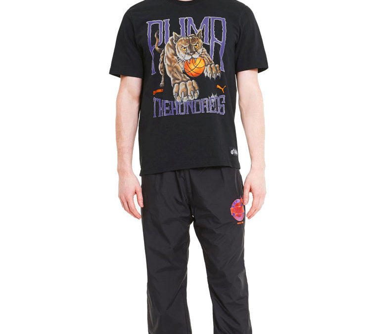 PUMA x The Hundreds Tee Printing Round Neck Short Sleeve Black 596750-01
