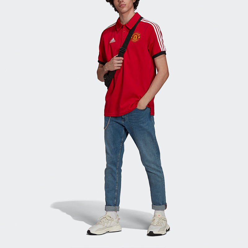 adidas Manchester United Athleisure Casual Sports Short Sleeve Training polo Red GR3898
