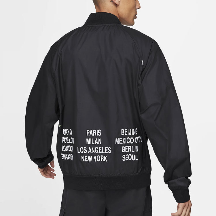 Nike Alphabet Logo Printing Woven Casual Jacket Black DA0648-010