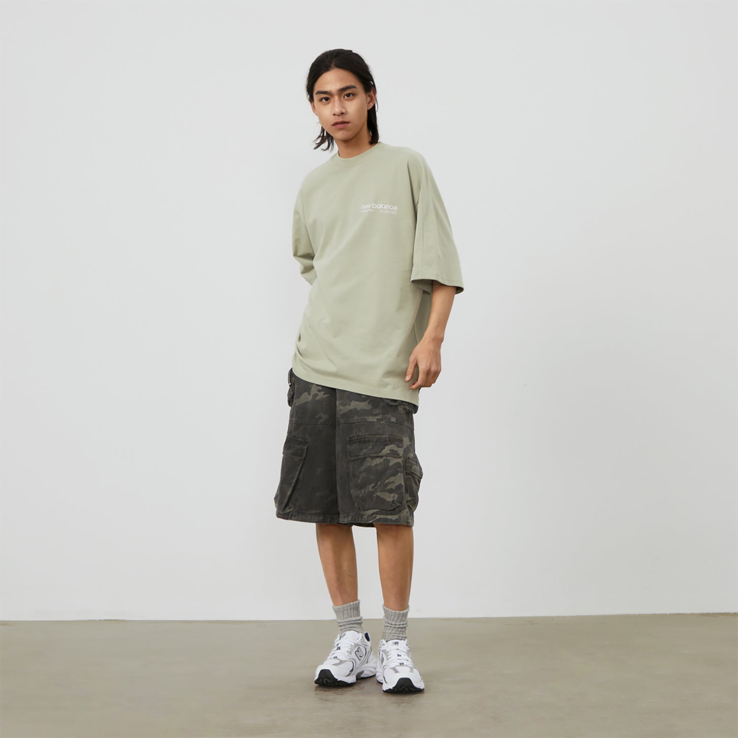 New Balance Wordmark Logo T-Shirt Asia Sizing 'Khaki Green' AMT42301-OVN