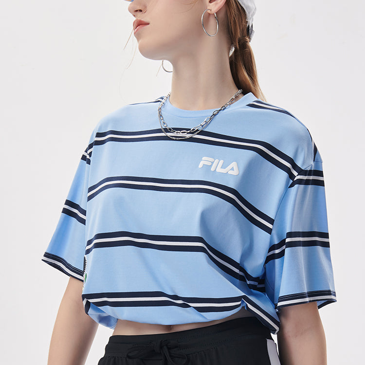 FILA FUSION x Jeremyville Crossover Stripe Loose Short Sleeve Blue White Stripe T11W139103F-LB