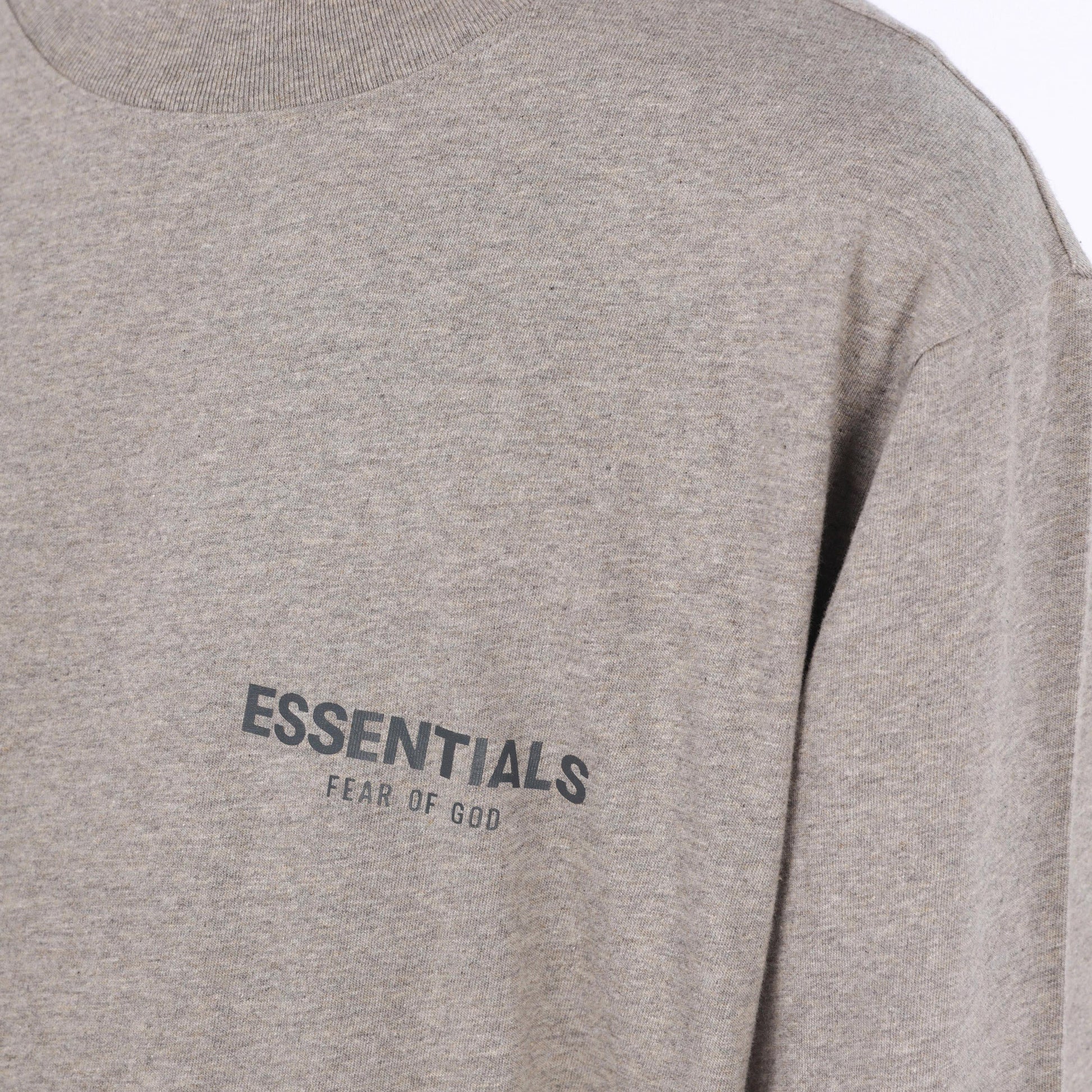 Fear of God Essentials FW21 Long Sleeve Tee Dark Heather Oatmeal FOG-FW21-190