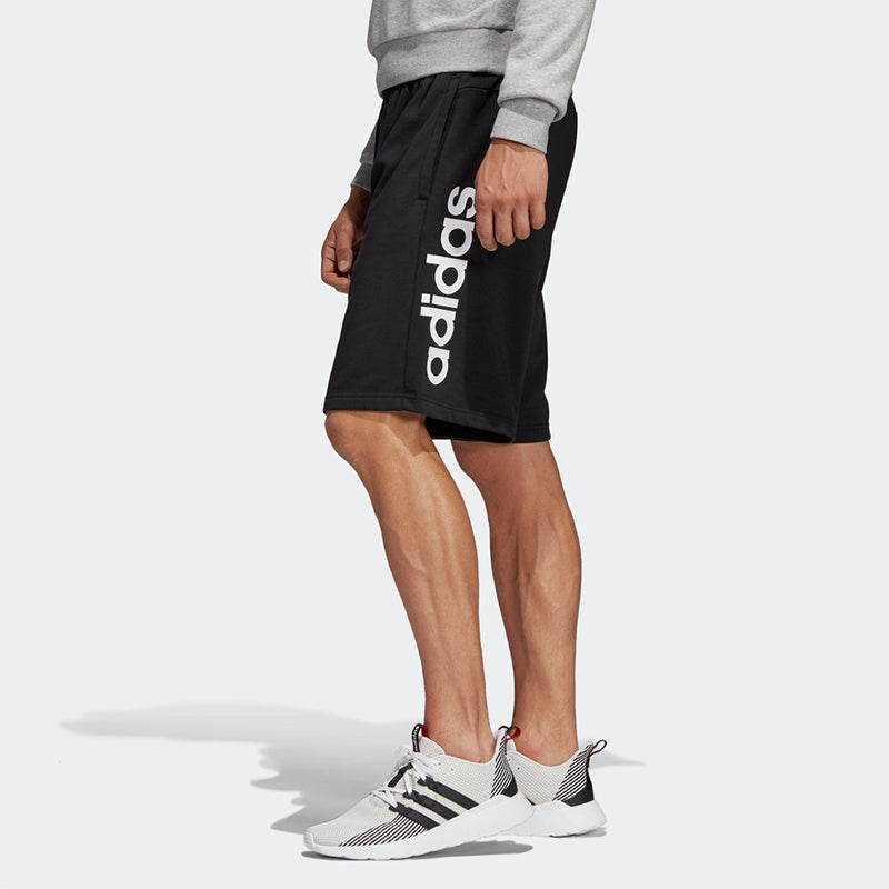 adidas E Lin Shrt Ft logo Printing Training Sports Shorts Black DU7827