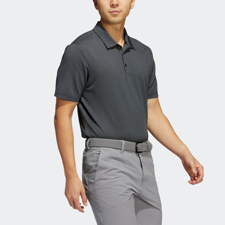 adidas Ottoman Stripe Golf Polo Shirt 'Black Grey' HA9165
