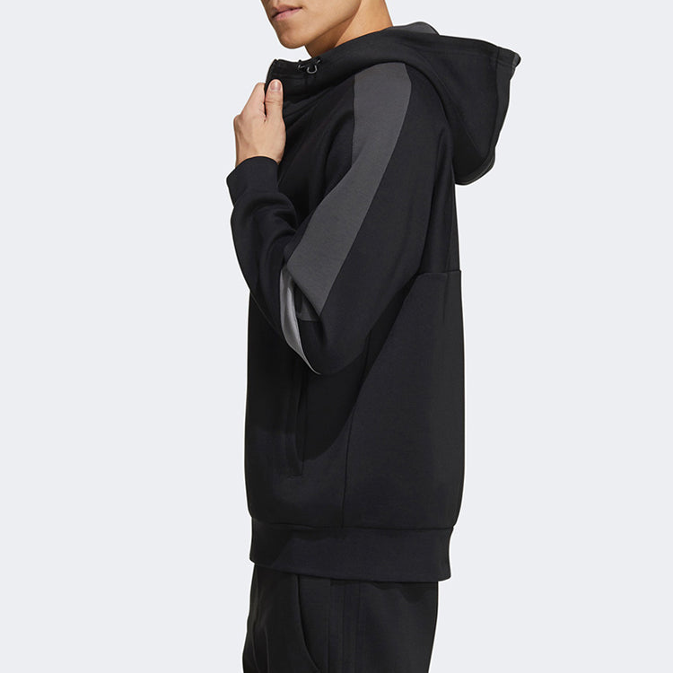 adidas Colorblock Athleisure Casual Sports Hooded Jacket Black GM4430