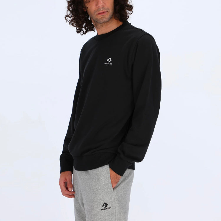 Men's Converse Casual Sports Logo Round Neck Pullover Dark Black 10020345-A01
