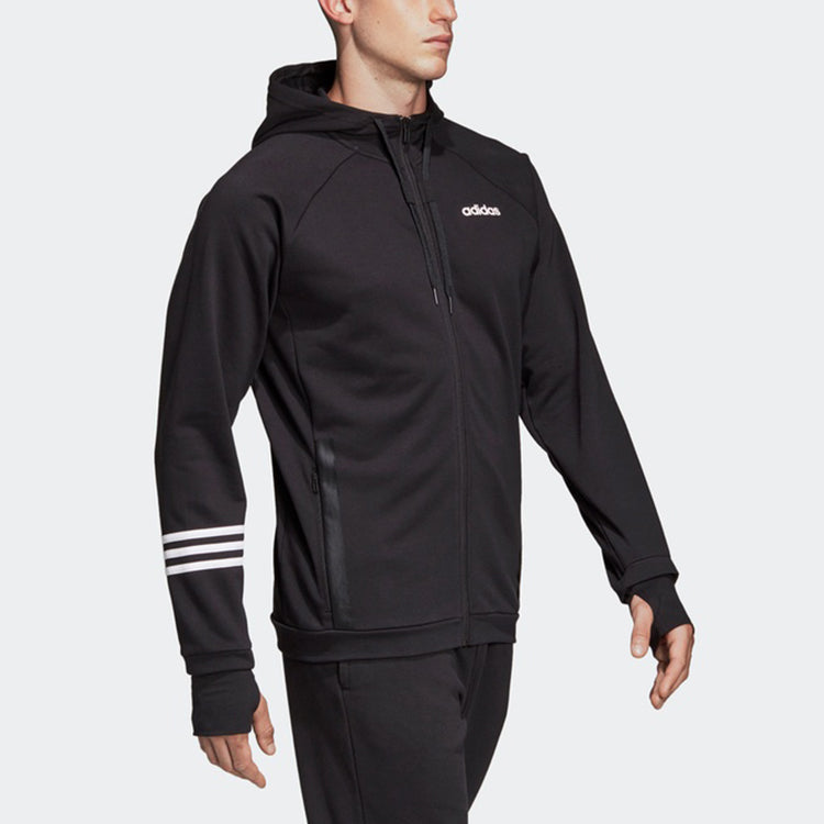 adidas Sports Training Knit Hooded Jacket Black DT8994