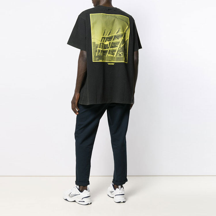 Off-White Back Printing Short Sleeve Loose Fit Black OMAA038E191850081060