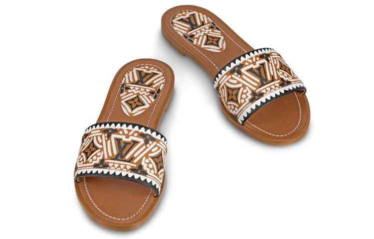 (WMNS) LOUIS VUITTON Crafty Lock It Slides 'Brown Black White' 1A85BJ