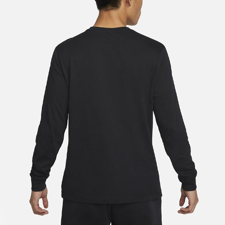 Men's Nike Burst Crack Logo Round Neck Long Sleeves Black T-Shirt DN5264-010
