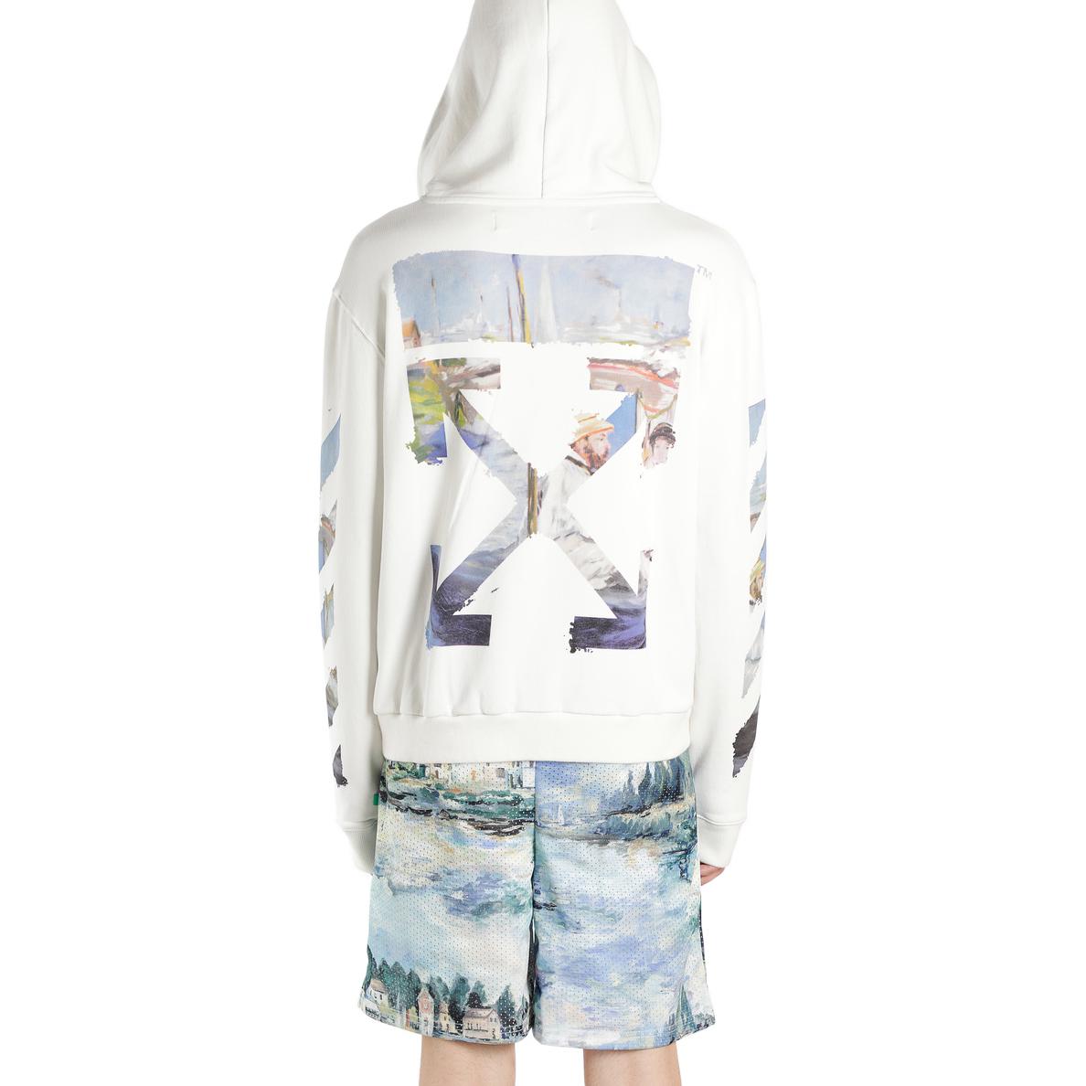 Off-White Zipped Up Printed Hooded sweater Men White OMBE001G20FLE0010110