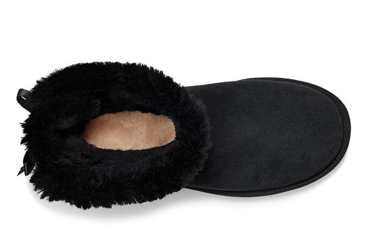 (WMNS) UGG Mini Bailey Brooch Fleece Lined Black 1119512-BLK