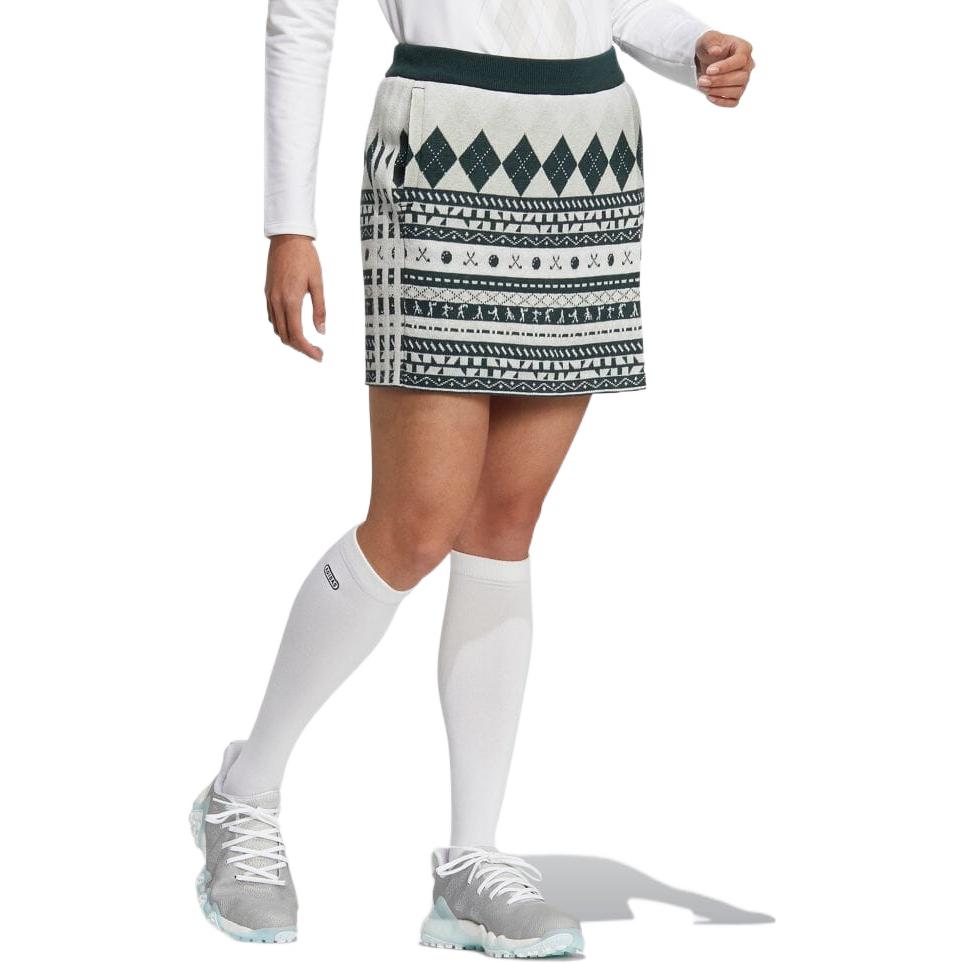 (WMNS) adidas Historical Pattern Knit Skirt Asia Sizing 'White Green' HC3787