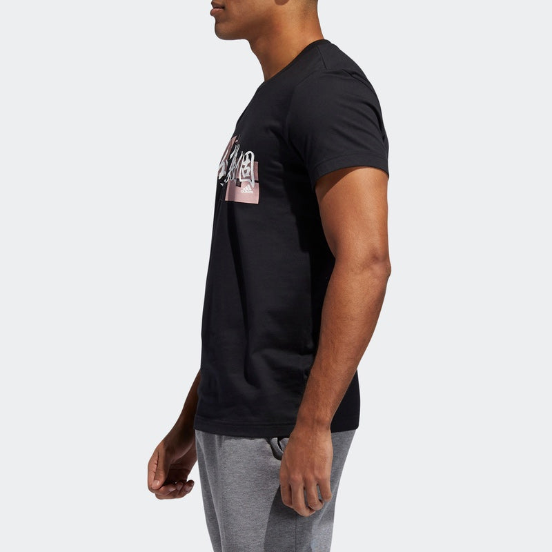 adidas Points Tee Athleisure Casual Sports Round Neck Short Sleeve Black FT8831