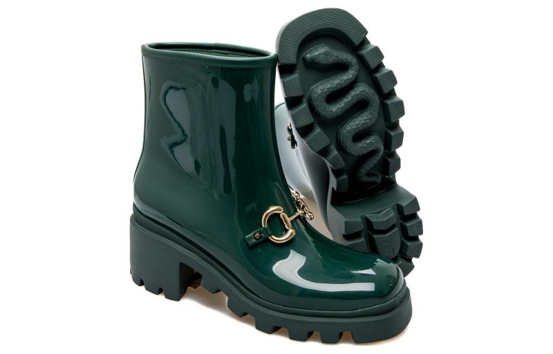 (WMNS) Gucci Rubber Ankle Boot With Horsebit 'Dark Green' 670407-JCCP0-3154