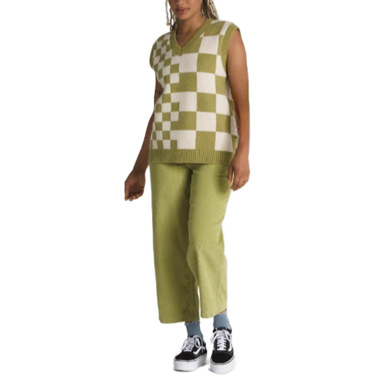 (WMNS) Vans Courtyard Checker Sweater Vest 'Green White' VN000F6WBD4