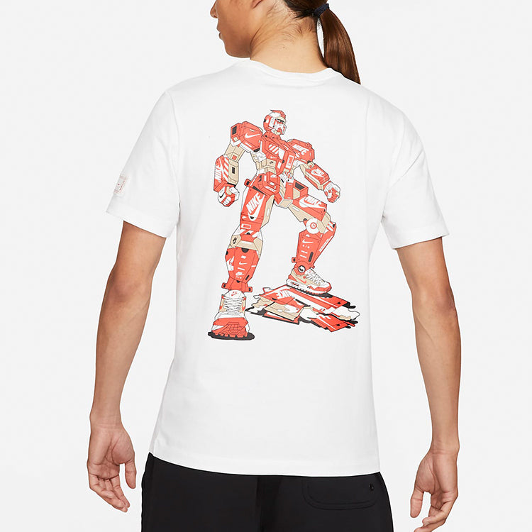 Men's Nike Sportswear Transformers Printing Sports Round Neck Short Sleeve White T-Shirt DJ1398-100
