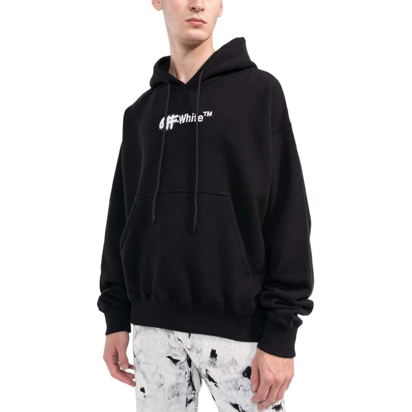 Men's Off-White FW22 Alphabet Logo Printing Hooded Long Sleeves Loose Fit Black OMBB085F22FLE0021001