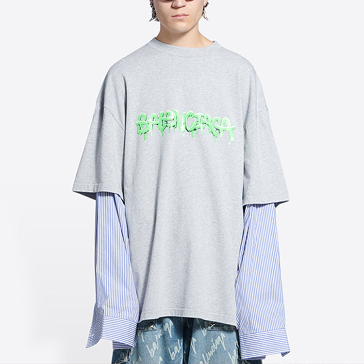 Balenciaga Slime Logo Layered T-Shirt 'Grey' 671401TLVF11203