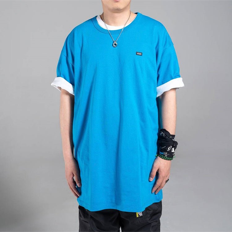 Vans Off The Wall Tee Minimalistic Small Logo Short Sleeve Couple Style Blue VN0A49R72RD