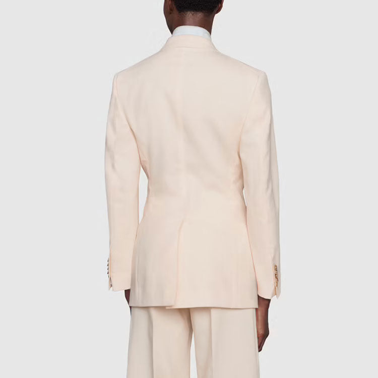 (WMNS) Gucci Bouble-Breasted Wool Mohair Blazer Jacket 'Beige' 669528-ZAFAP-9887