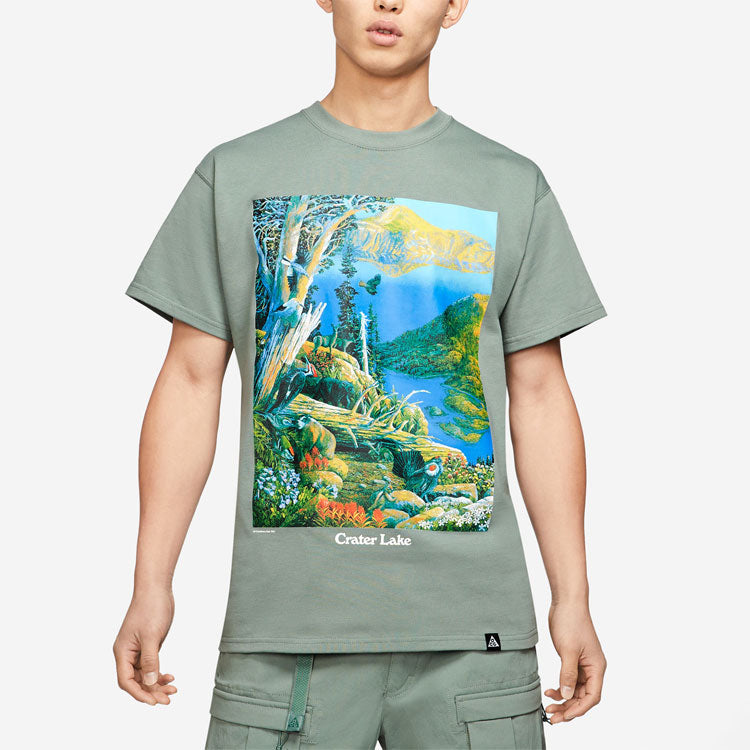 Nike ACG Crater Lake Sports Printing Pattern Round Collar Male Green DA4878-365