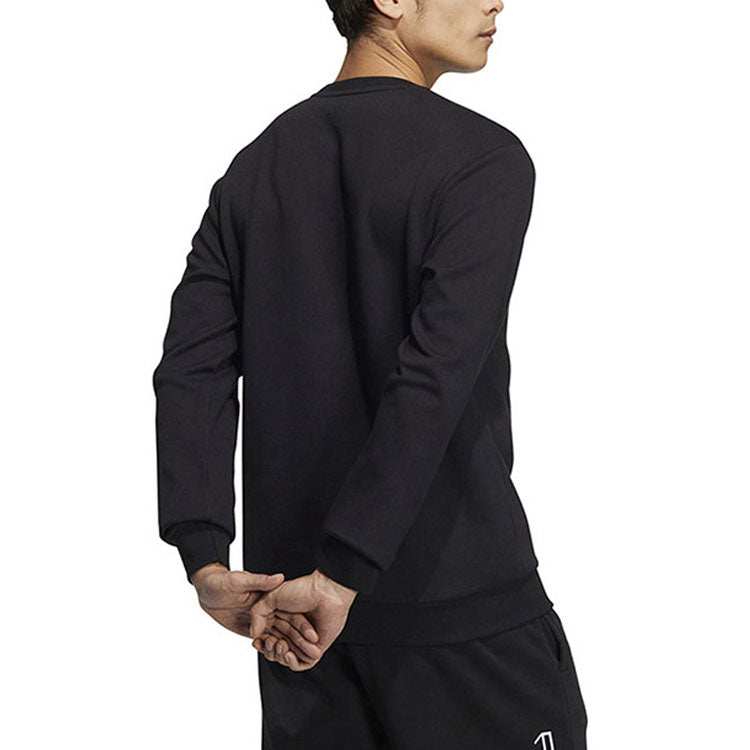 Men's adidas Logo Printing Round Neck Pullover Long Sleeves Autumn Black HM2960